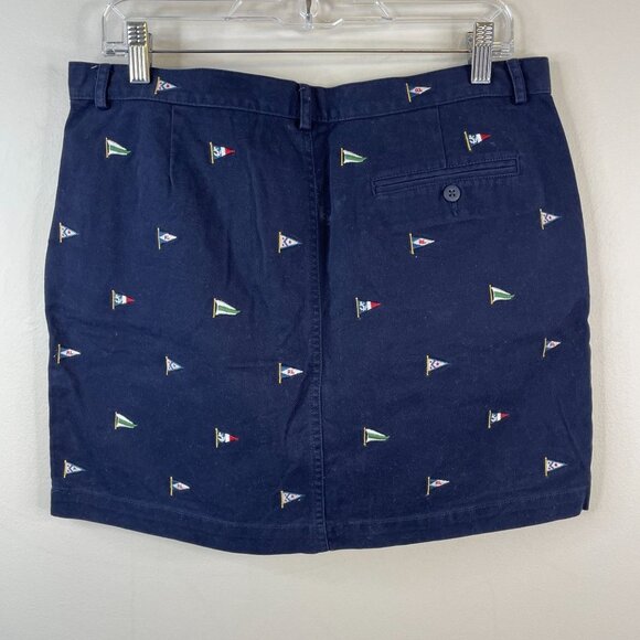 Ralph Lauren Sport Zip Front Mini Skirt 10 Blue Embroidered Flags Nautical Twill - Picture 8 of 10